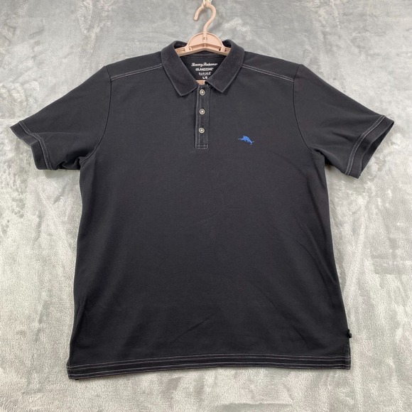Tommy Bahama Island Zone Polo Men's Large Black Supima Trim Fit Shirt - Picture 2 of 9